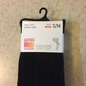 Uniqlo HeatTech black knitted tights S/M